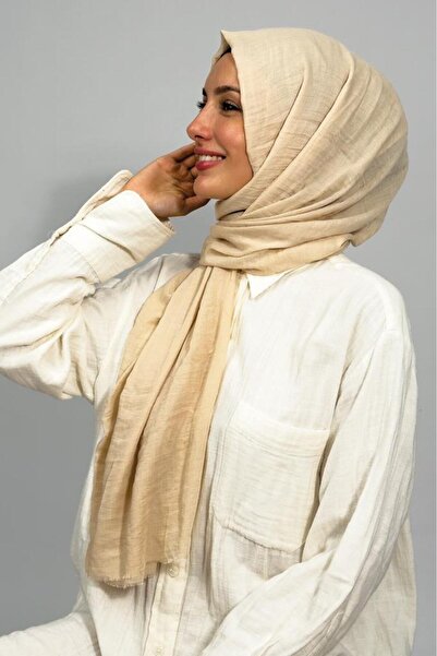 Betimoda Aya Thin Cotton Solid Color Shawl Beige