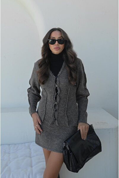 Havoş Mink Leroy Cardigan Skirt Set