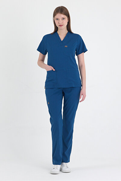 MAZEY UNİFORM زي طبي من الليكرا والفسكون بياقة على شكل V، ملابس للممرضات والأ...