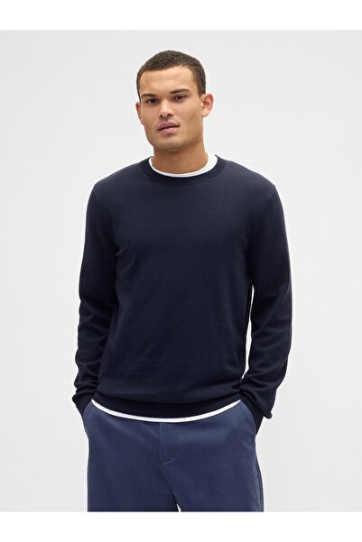 GAP Erkek Lacivert Bisiklet Yaka Kazak