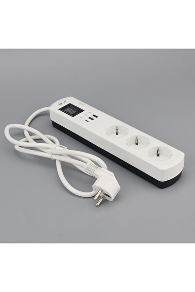 JIUJI مقبس متعدد مع وصلة تمديد مع حماية من التيار والجهد 16 أمبير، مقبس حماية من الجهد والتيار بطول 1.5 متر