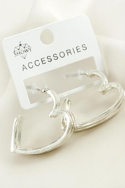 Marsilyan Heart Double Row Metal Earrings