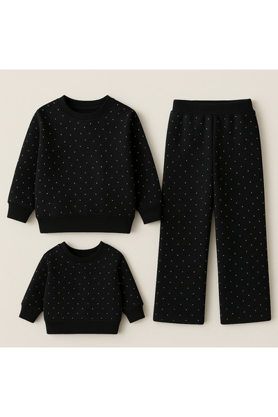 Lolliboomkids New Season Black Stone Detailed Tracksuit Set