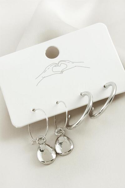 Ronanna 4 Pieces Drop Hoop Earrings