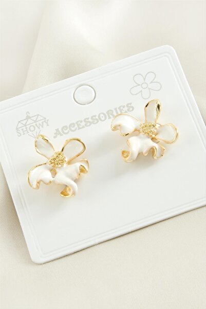 TakÇalıştır Flower Enamel Metal Earrings