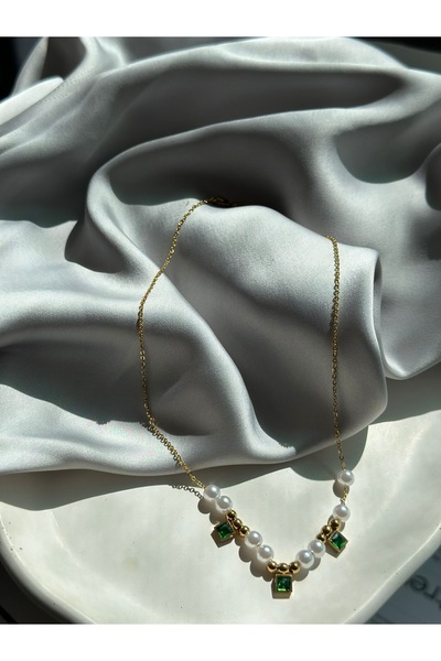 stainles steel قلادة اللؤلؤ