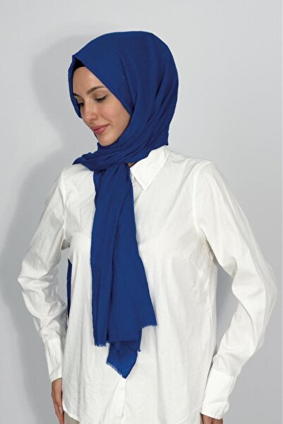 Betimoda Bamboo Kraş Solid Color Shawl Saks Blue