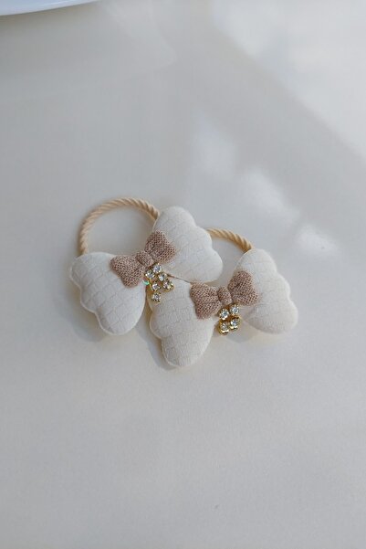 Lynare Stylish Plush Rubber Buckle Set with Ribbon and Stone Detail, 2 Pieces