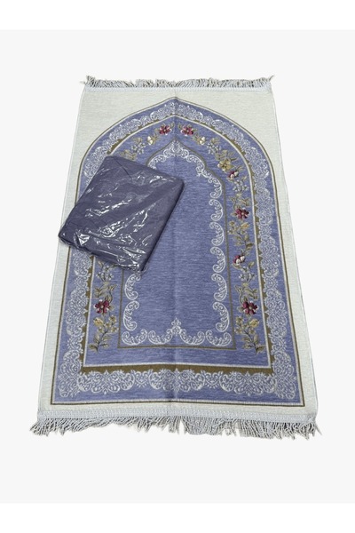 Gerenic طقم سجادة صلاة مع شرشف صلاه مفتوح لف(جلال صلاة)روز قماش بارد