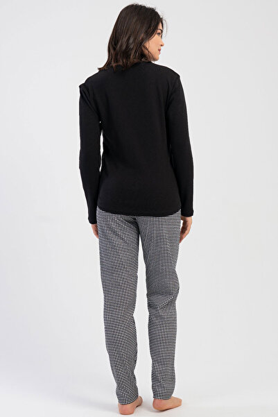 VİENETTA Pamuklu Kadın İnterlok Uzun Kol Pijama Takım , 503363