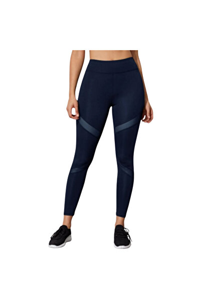 Fstyle Dark Blue Wide Waist Sports Leggings Butt Lift Design Gym Tights