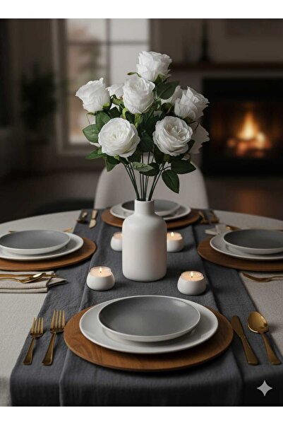 YASİMA 12 KAFALI BEYAZ ÇOK KATLI GÜL DEMETİ EV VAZO ÖZEL GÜN ÇİÇEĞİ