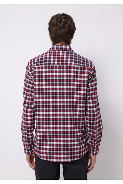 Colin's Regular Fit Shirt Neck Ekoseli Erkek Kirmizi Uzun Kol Gömlek