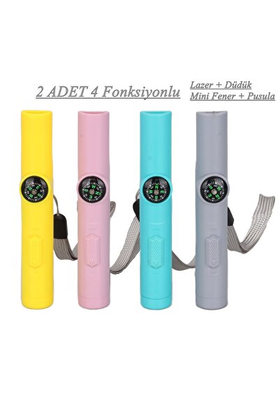 epazzar 2 Adet Acil Durum Feneri Lazer Düdük Pusula Fonksiyonlu 4ü Bir arada ...