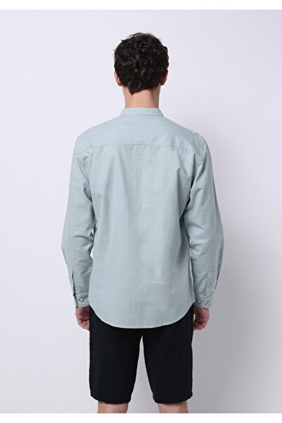 Colin's Regular Fit Hakim Collar Plain Men's Green Long Sleeve Shirt