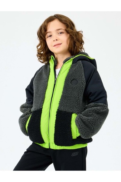 SKECHERS B Outdoor Fleece Full Zip Sherpa SK2520045-1602 Erkek Çocuk Mont YEŞİL