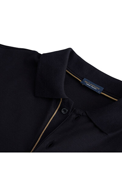 PAUL&SHARK Men's Button Closure Long Sleeve Polo Neck Regular Fit Navy Blue-Gold Polo Neck T-Shirt 15311727A-50E