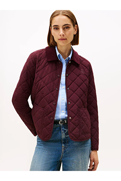 Tommy Hilfiger Kadın Elmas Kapitone Desenli Dar Kalıp Su İtici Kumaş Uzun Kol...