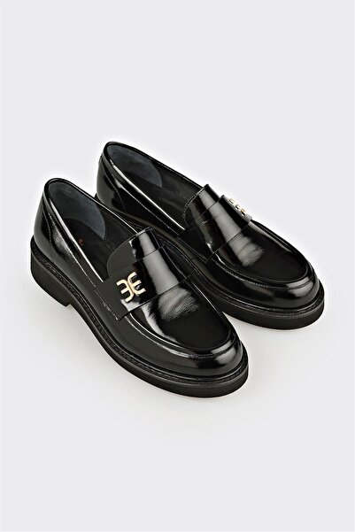 Elle Shoes Siyah Deri Kadın Günlük Ayakkabı