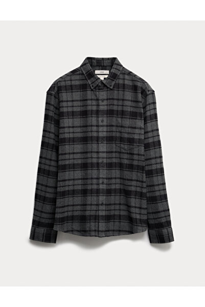 Marks & Spencer Pure Cotton Kareli Flanel Gömlek