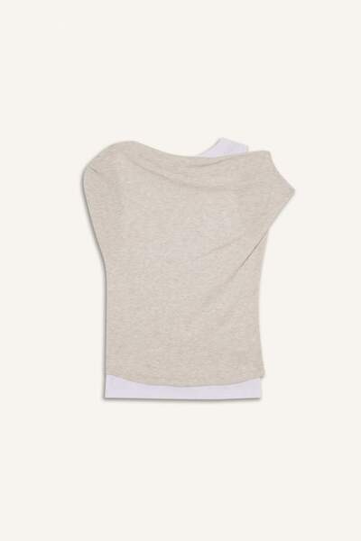 DeFacto Slim Fit με λεπτή εφαρμογή με κοντό μανίκι με έναν ώμο με ραβδώσεις G0316AX25AU