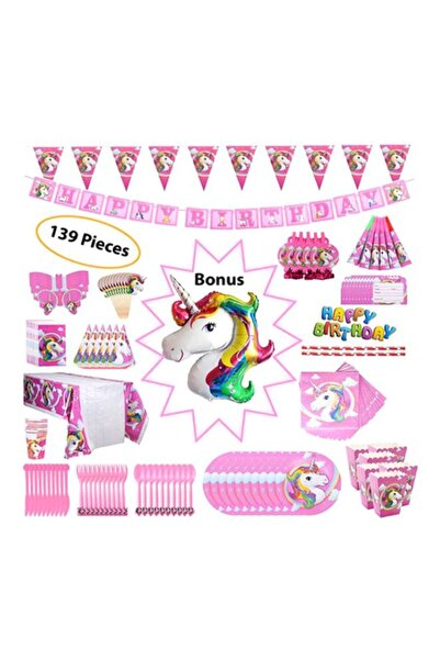 HALAMODO 139-Piece Unicorn Balloon Party Supplies Set