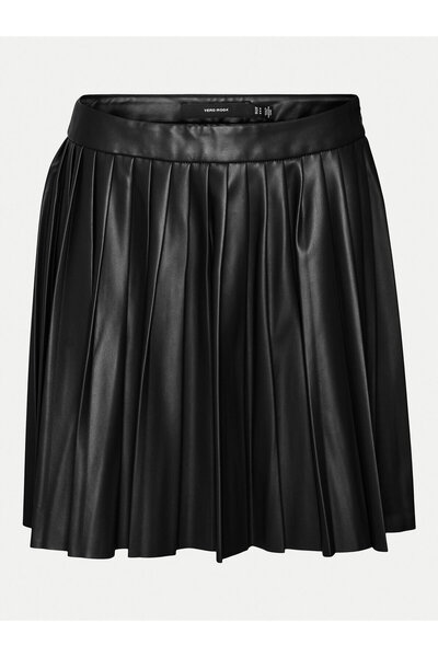 Vero Moda Γυναικεία Φούστα από Δέρμα 10316312 Μαύρη