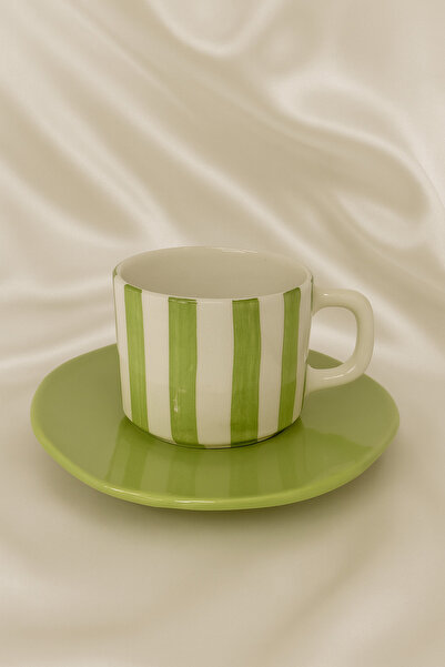 Hausette Thick Line Pattern Ceramic Turkish Coffee, Mug, Turkish Coffee Cup, Cup, Mug