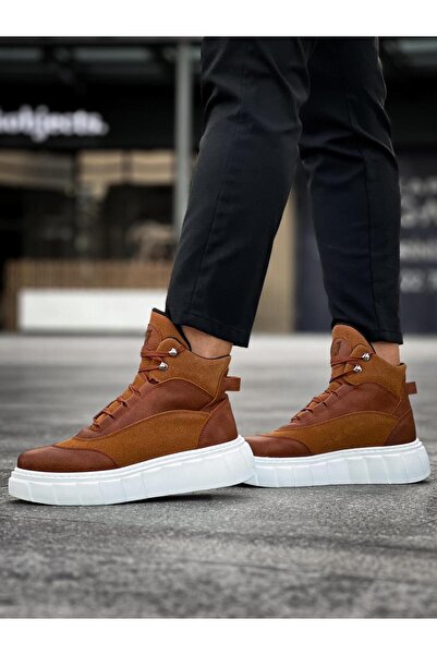 Zapatos KN104 Erkek Spor Günlük Bağcıklı Cilt Süet Bot CSBT - Taba