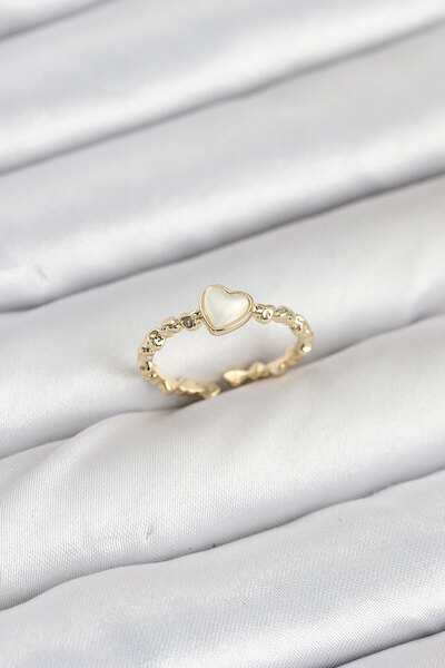 callerrons accessories خاتم نسائي موديل قلب ذهبي اللون من النحاس - EBJ250927W37961