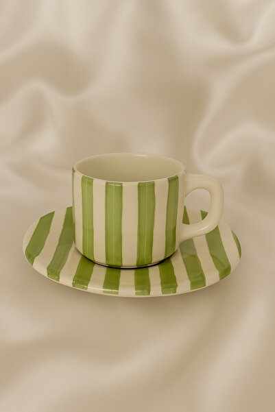 Hausette Thick Line Pattern Ceramic Turkish Coffee, Mug, Turkish Coffee Cup, Cup, Mug