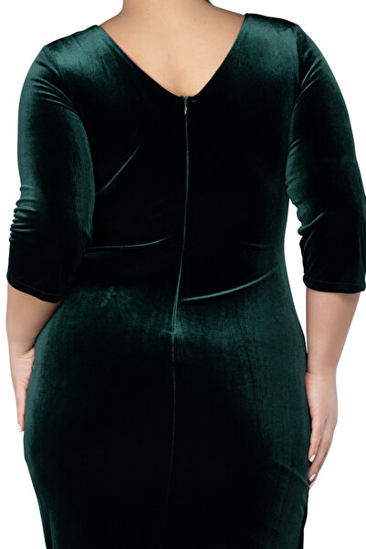 Arden Plus Size Short Evening Dresses,Velvet Midi Cocktail Dress,Wedding Mother Evening Dress,Black,Navy Blue 44-54