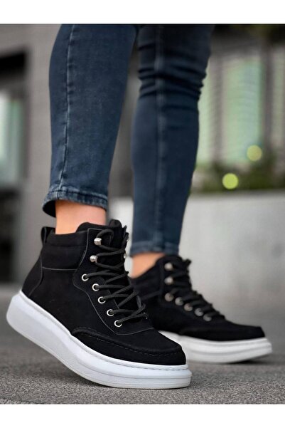 Zapatos حذاء رياضي رجالي KB0994 برباط من الجلد السويدي SBT - أسود