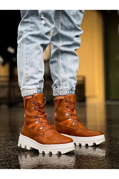 Zapatos KN-B14 Erkek Spor Günlük Bağcıklı Cilt Bot CBT - Taba
