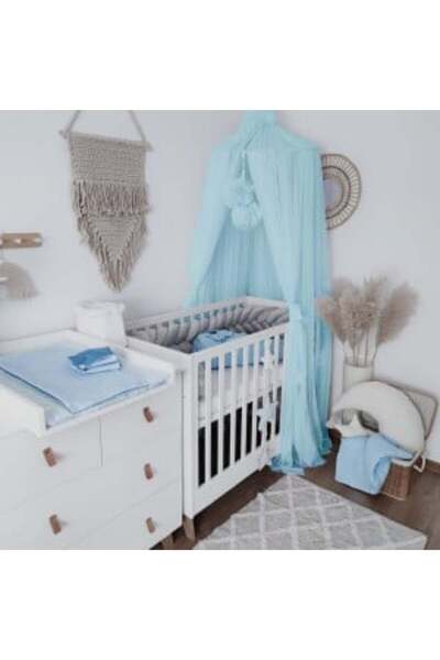 Koell Baldachin suspendat din Tul, Koell, cu Suport metalic, pentru patut copii / loc de joaca, Ice Blue