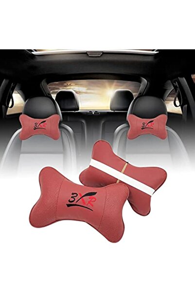 Generic High Quality PU Rexin Car Seat Neck Rest, Set of 2 Pieces (Red)