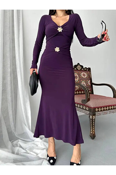 cemo Long Dress with Double Buckles on the Front