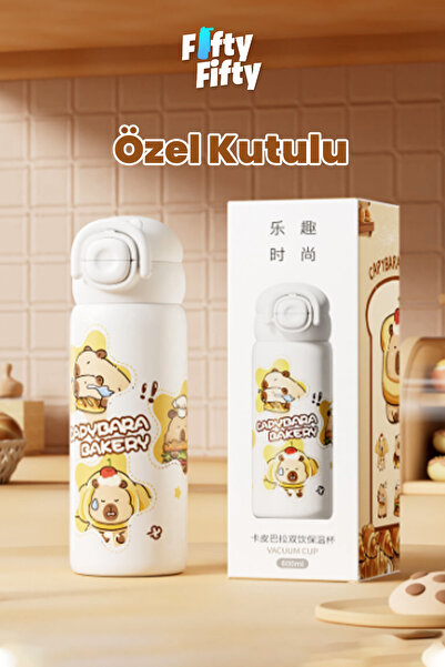 Vagonlife Diller 600 ml Single Lid Dual Use Vacuum Cup With/Without Straw with Carrying Handle/Steel Thermos -Ffd9