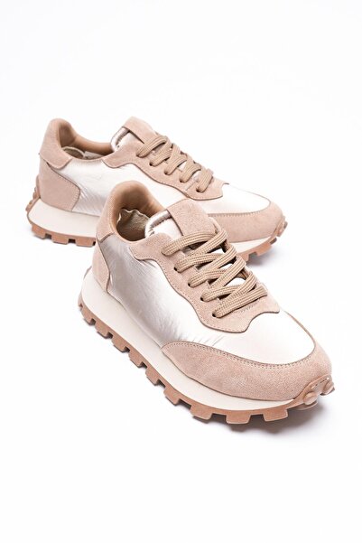 Mubiano Pantofi sport pentru femei Mink Anorak cu detalii din piele intoarsa ...