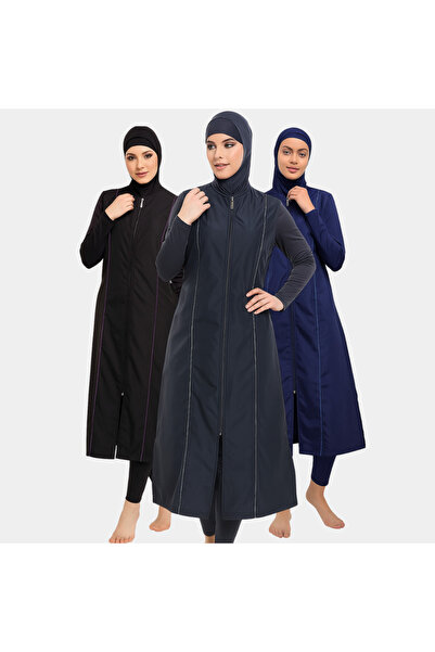 BAE SWIMWEAR Burkini Islamic Extra Long Full Hijab Swimsuit with Micro Sleeves, Polyester Blend Material