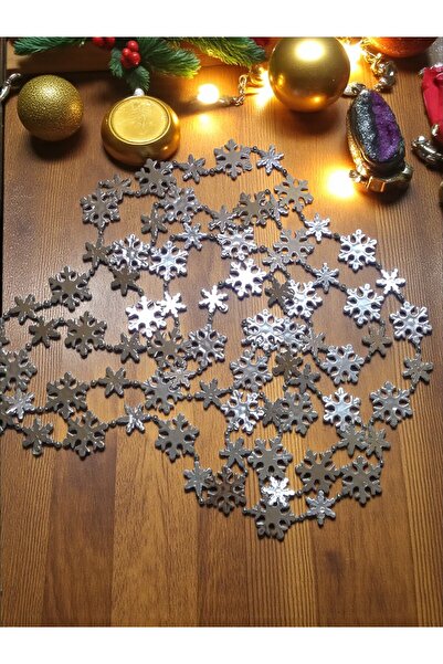 Armada Lanț de ornamente pentru pomul de Crăciun din plastic argintiu de 2,5 ...