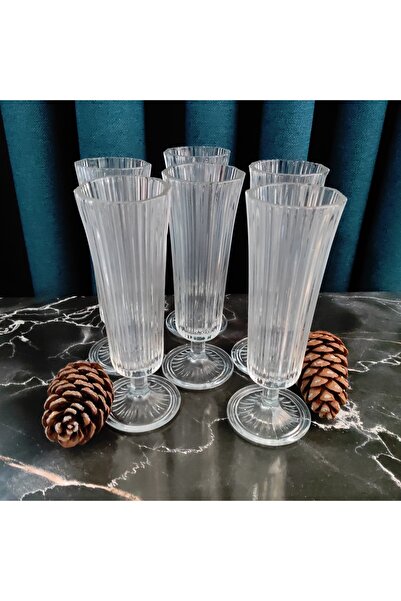 ORTAKÖY CENNETİ 6 Valeria Flutes Coffee Side Cup Line Mod. 140 Cc Volume, 16.5 cm Height. 5 cm Mouth Width