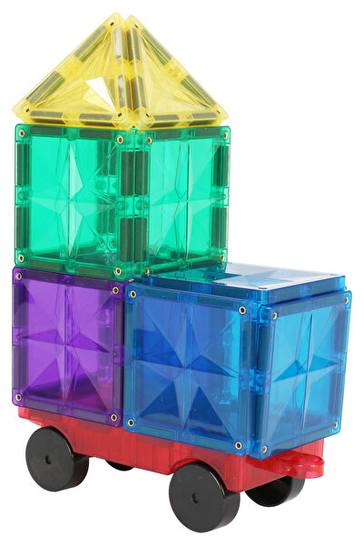 MNTL Magnetic construction set, 62 pieces, Magnetic Tiles, Multicolored of different geometric shapes