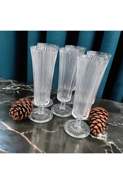 ORTAKÖY CENNETİ 6 Valeria Flutes Coffee Side Cup Line Mod. 140 Cc Volume, 16.5 cm Height. 5 cm Mouth Width