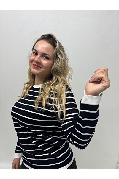 QYA Clothing Pulover cu mânecă lungă, cu dungi, din fire rece