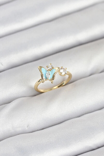 Belle Fusion خاتم نسائي من النحاس الأصفر اللون على شكل فراشة من BFS