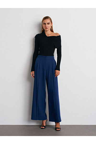 Dilvin 72192 Dikişli Geniş Paça Pantolon-İndigo