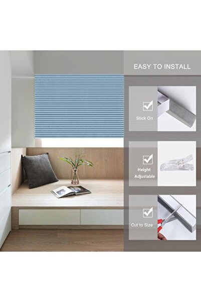 MaffStuff Fan-Type Self-Adhesive Blinds 60 x 150 cm, Blue Color – No Drilling, Quick Installation for Window