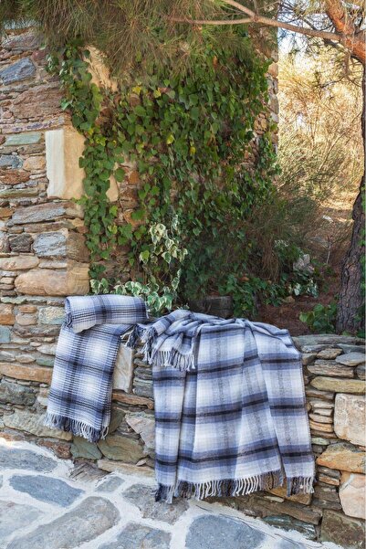 Bayev White Gray Scottish Double Cotton Blanket 200 X 220
