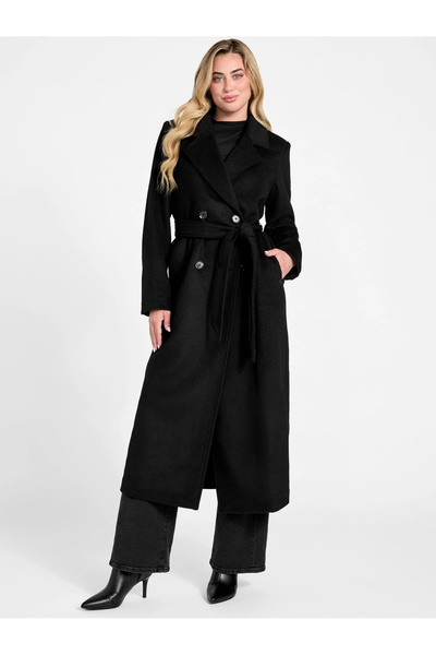 Guess Lorenza Women's Black Wool Blend Coat W5Bl21Wgvr2-Jblk